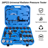 28 PCS Radiator Pressure Tester Vacuum Cooling System Filling Kit (Blue Box)